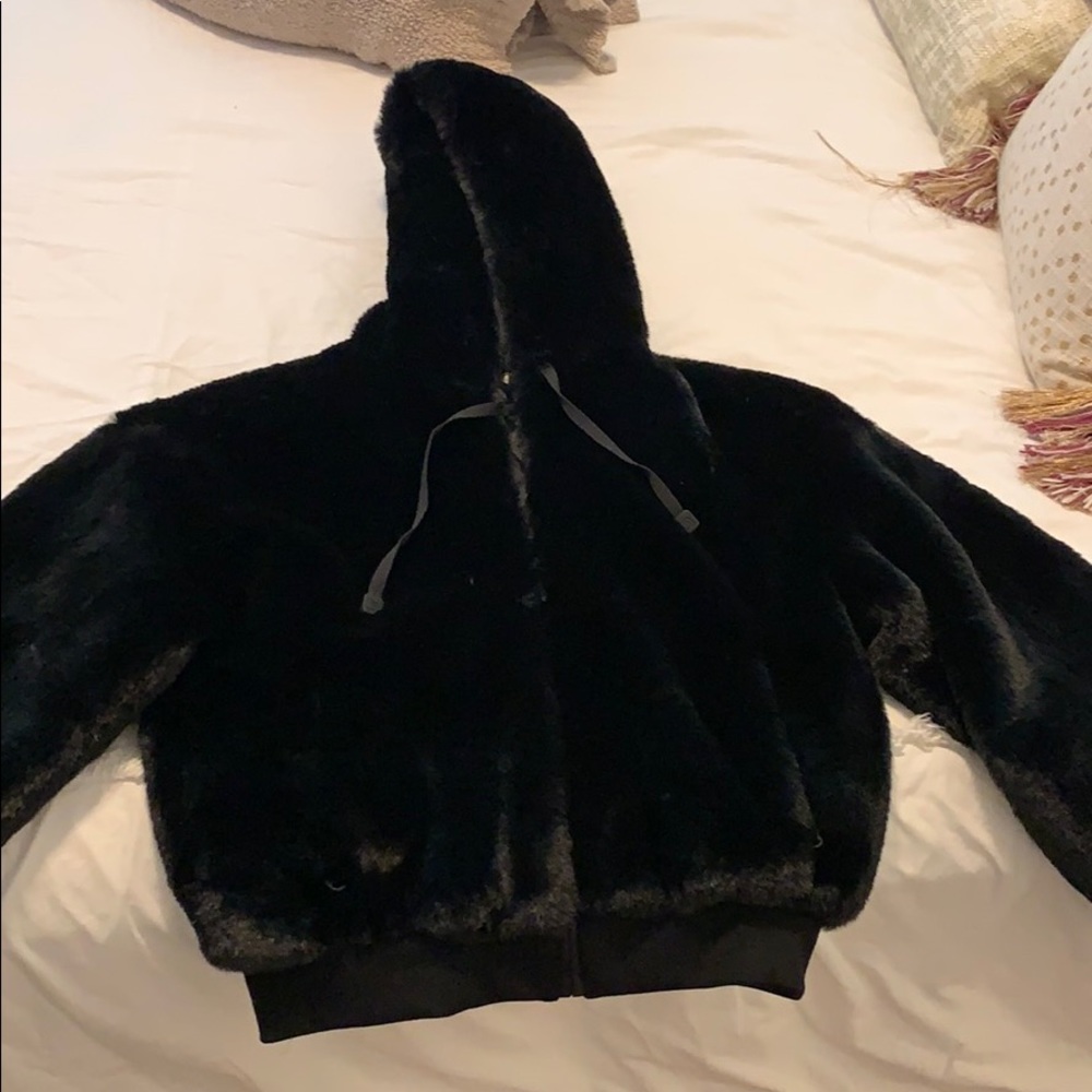 Blanc Noir faux fur hoodie